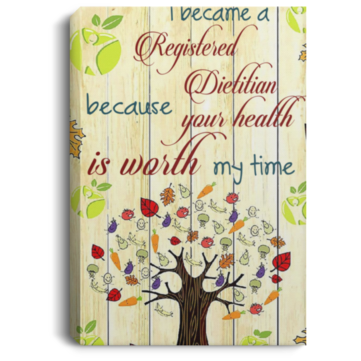 Wall Art I Became A Registered Dietitian Poster Canvas,Wall Art Vertical Painting,Wall Home Decoration Print Living Room Gallery Artwork,Bedroom Gift size 16x24, Gifts for Women, Men - Gifts on X-mas, CANPO75 Portrait Canvas .75in Frame