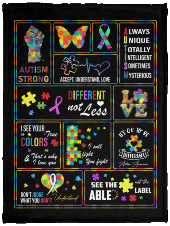 Design Blankets It’s Ok To Be Different Autism Awareness Autism Strong Fleece Blanket – Sherpa Blanket – Woven Blanket Gift Family Awesome On Christmas Cozy Plush Fleece Blanket 30x40 White (1) VPS Cozy Plush Fleece Blanket - 30x40