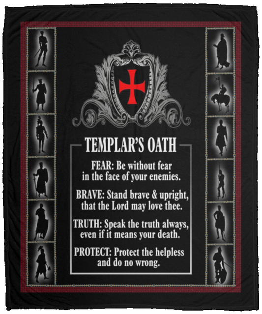 Inspirational Knight Templar Blanket - Templar's Oath Family Friend Gift Unisex On Christmas, Birthday 50x60 VPM Cozy Plush Fleece Blanket - 50x60