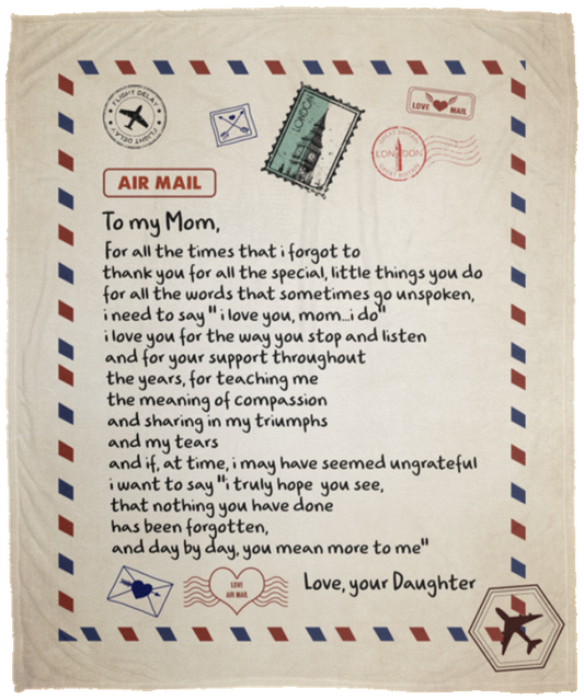 B08DVDZRWJ thanhlk Letter Blanket - Airmail Fleece Blanket - Daughter to My mom - Fleece Blanket Soft Cozy Lightweight Durable Plush Throw Blanket for Bedroom Li VPM Cozy Plush Fleece Blanket - 50x60
