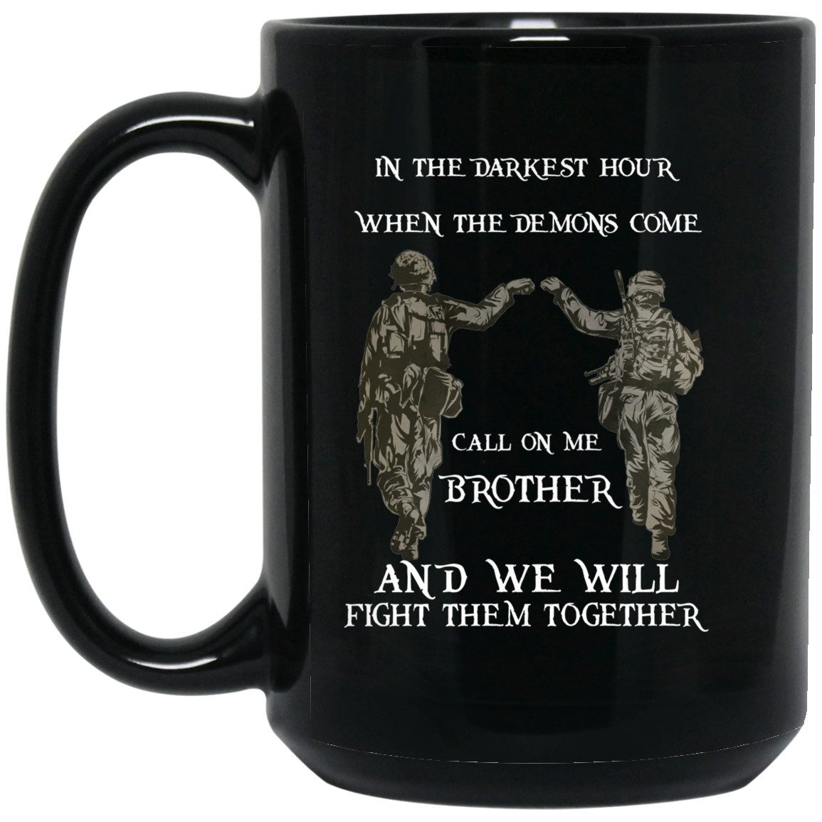 Brother T-shirt America Veteran T-shirt Gift For Brother Men Boys BM15OZ 15 oz. Black Mug