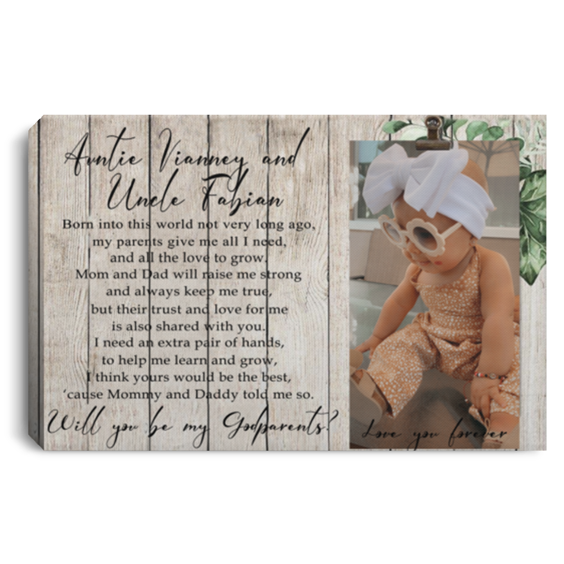 Auntie Vianney & Uncle Fabian, will you be my godparents CANLA75 Landscape Canvas .75in Frame