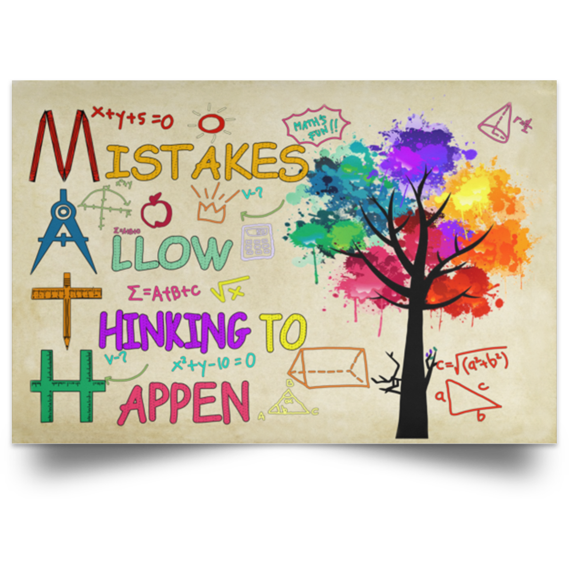 Birthday Gifts Decorative Wall Murals Jobs Teachers Mistakes Allow Thinking to Happen Family Friend Gift Unisex, Awesome Decor Bedroom, Living Room Print
