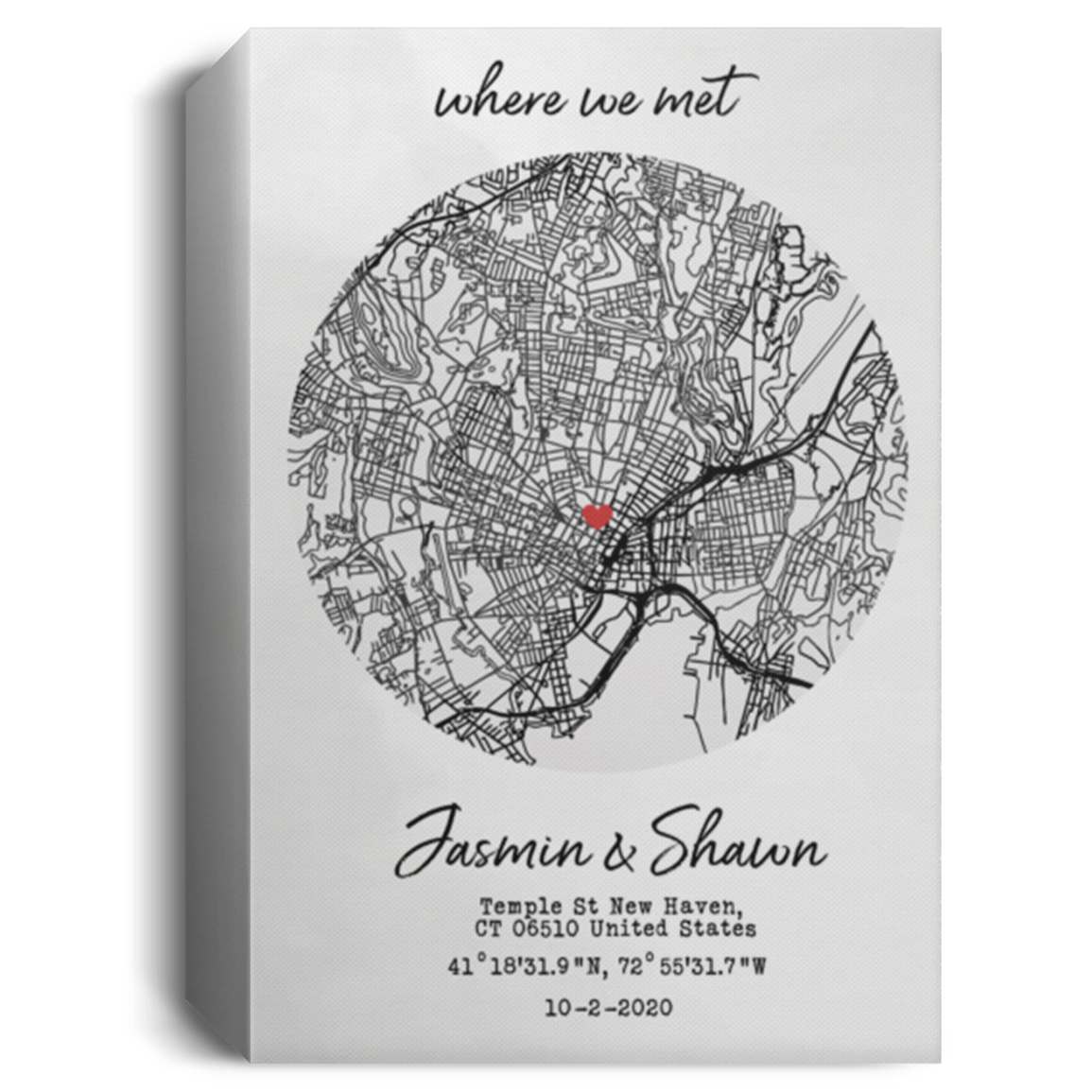 Personalised Gifts Love Map Where It All Began Where We Met Romantic Gift Minimalist Map Custom Gift Personalized First Meeting Date Memory on Valentine's Day, Honey Gifts 114-6067008-3130620 CANPO15 Deluxe Portrait Canvas 1.5in Frame