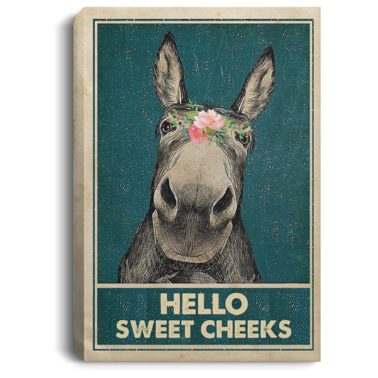 Inspiration Gift Hello Sweet Cheeks Donkey Bathroom Decor Framed Canvas - Funny Bathroom Decor Size 16x24, Thickness 1.5 inch Gifts for Women, Men - Gifts on Christmas, Birthday okaychuansalenay18-09_947