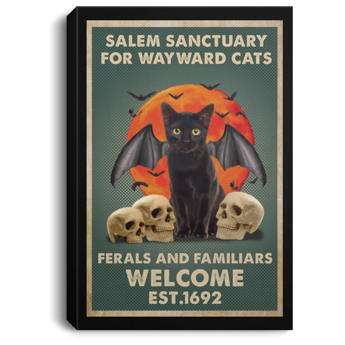 Meaningful Gifts Framed Canvas Prints Salem Sanctuary for Wayward Cats Ferals and Familiars Black CatGift Family Unisex Awesome On Birthday, Decor Home Durable 12x18 (1) CANPO75 Portrait Canvas .75in Frame