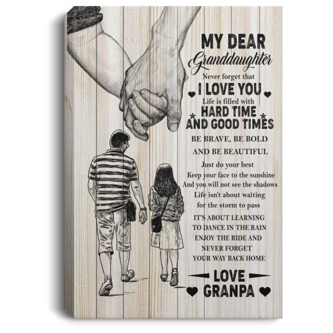 Novelty CanvasTo My Granddaughter Canvas Wall Art CANPO75 Portrait Canvas .75in Frame