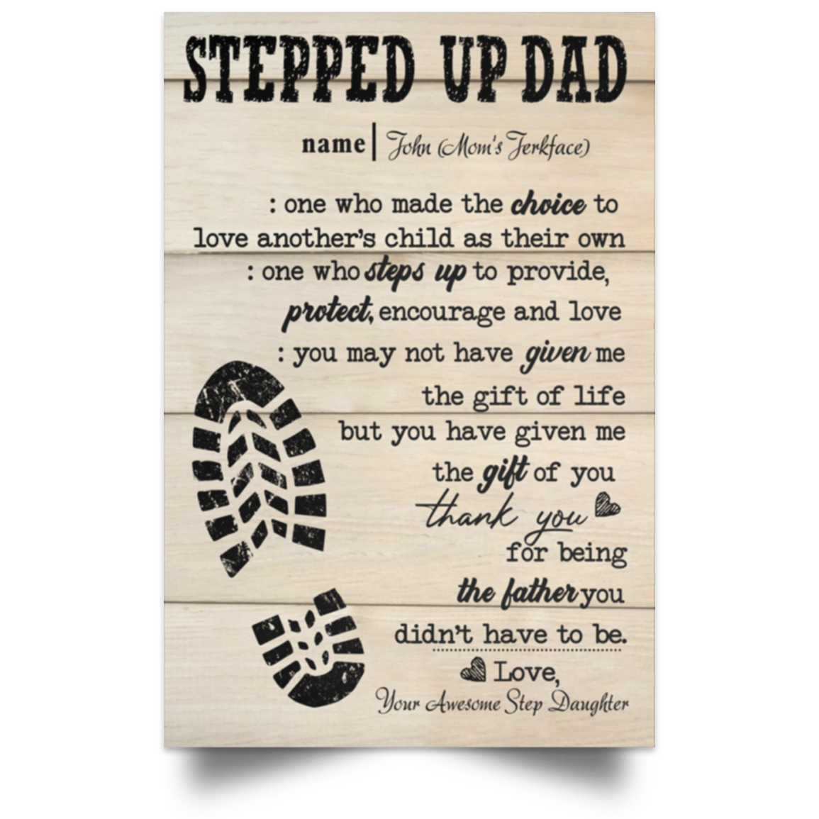Your Awesome Step Daughter poster 12x18 POSPO Satin Portrait Poster