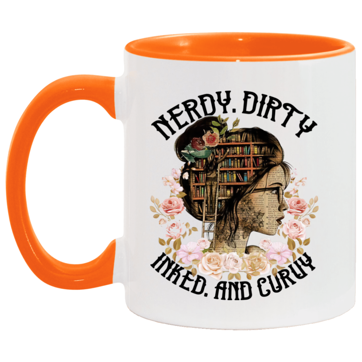 Coffee Mug Nerdy Dirty Inked and Curvy Accent Mug On Birthday Gift Hot Cold Coffee Mug Holder Capacity and Perfect Size 2 Side, 11 oz White - Red AM11OZ 11 oz. Accent Mug
