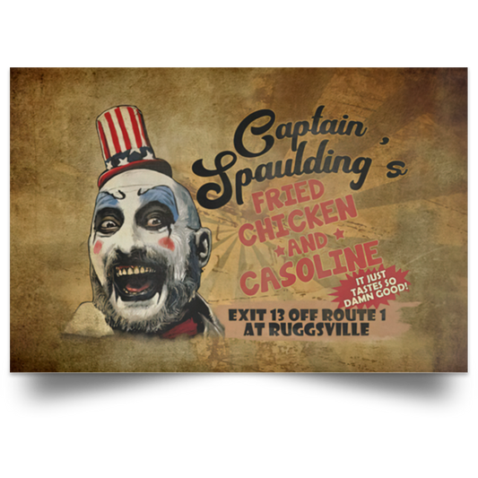 Inspiration Gift Captain Spaulding - Unframed Poster - House of 1000 Corpses Poster Size 12x18 inch Gifts for Men, Women - Gifts on Birthday, Xmas POSLA Satin Landscape Poster
