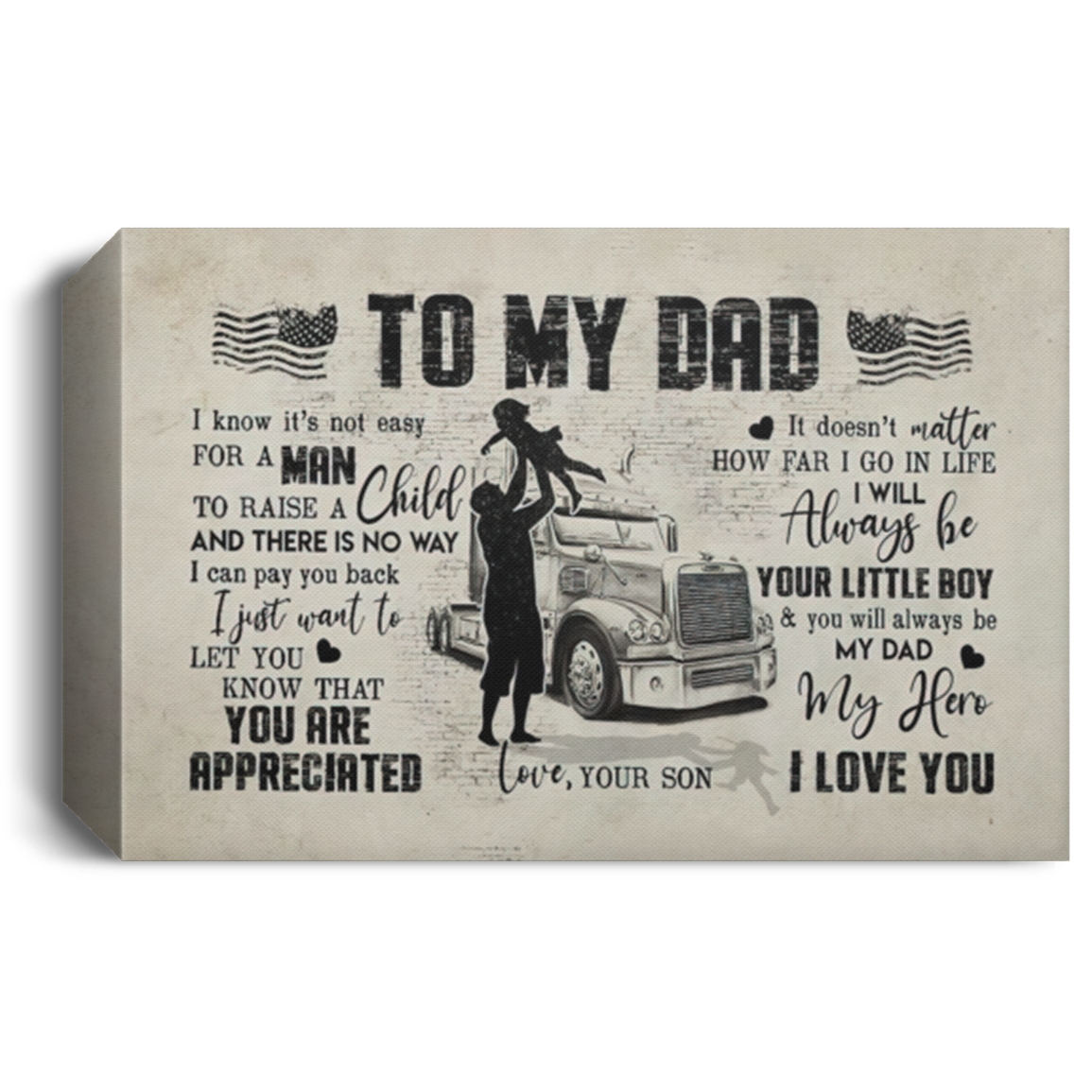 Décor Gift To My Dad - Trucker - Canvas Camping Wall Art, Wall Art Prints, Wall Decor, Canvas Wall Art, Home Decor, Autumn Decor, Custom Canvas Gift Ready To Hang Gifts Anniversary, Christmas For men, CANLA15 Deluxe Landscape Canvas 1.5in Frame