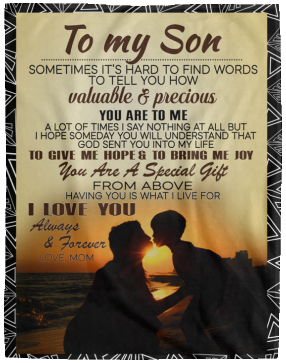to My Son (mom) - Premium Throw Blankets SO-Ft Polyester Mens Women Novelty Sherpa Plush Fleece Wearable Blanket Throw Black 60X80 Inch Lightweight VPL Cozy Plush Fleece Blanket - 60x80