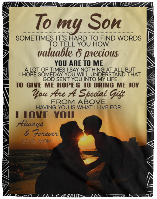 to My Son (mom) - Premium Throw Blankets SO-Ft Polyester Mens Women Novelty Sherpa Plush Fleece Wearable Blanket Throw Black 60X80 Inch Lightweight VPL Cozy Plush Fleece Blanket - 60x80