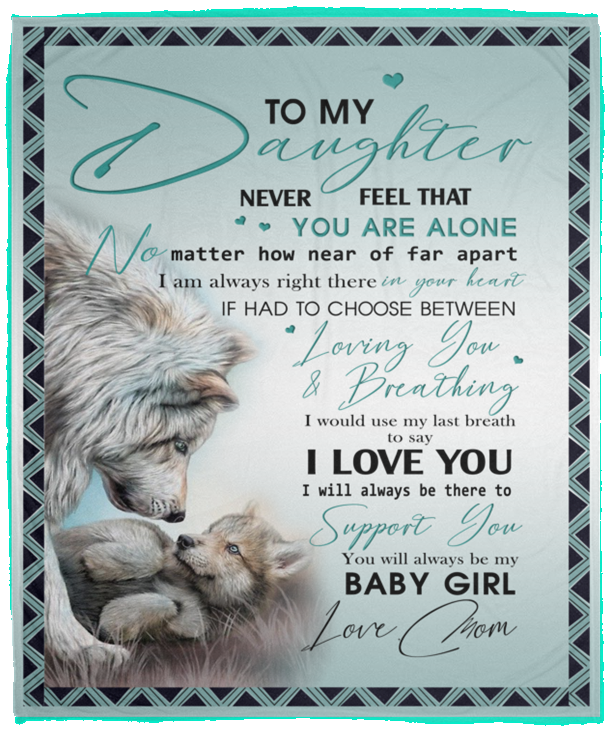 B085Y4VPDV RosyyShop Wolf to My Daughter I Will Always Be There to Support You Love Mom Fleece Blanket 50''x60''; 60''x80'' Printed in US (50'' x 60'') VPM Cozy Plush Fleece Blanket - 50x60