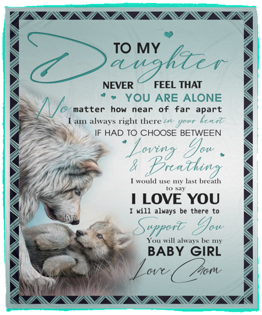 B085Y4VPDV RosyyShop Wolf to My Daughter I Will Always Be There to Support You Love Mom Fleece Blanket 50''x60''; 60''x80'' Printed in US (50'' x 60'') VPM Cozy Plush Fleece Blanket - 50x60