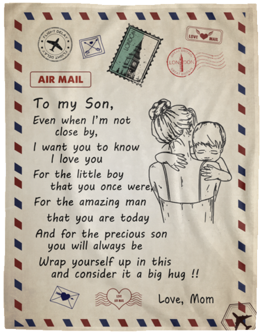 To My Son - Mom Premium Throw Blankets SO-Ft Polyester Mens Women Novelty Sherpa Plush Fleece Wearable Blanket Throw Black 60X80 Inch Lightweight VPL Cozy Plush Fleece Blanket - 60x80