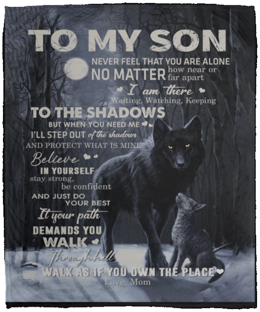 B08GCJ82VL Ananas Pru to My Son from Wolf MOM Moon Dark Forest Family Love Letter Quote Vintage Retro Art Picture Print White Fleece Blanket (White Fleece 50x60) VPM Cozy Plush Fleece Blanket - 50x60