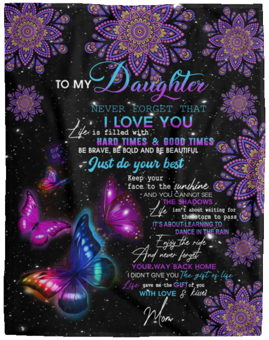 Ananas Pru mom to Daughter Blanket, to My Daughter from Mother Violet Butterfly Blanket, Art Print White Fleece Blanket, Daughter Blanket, Baby Girl Present idea, idea, Family Love Blanket VPL Cozy Plush Fleece Blanket - 60x80