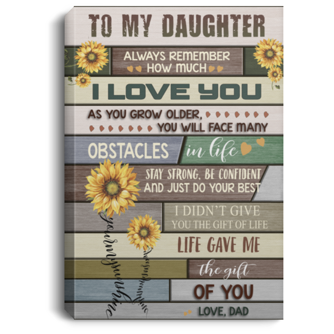 canvas doc offcial Gifts Sunflower to My Daughter from Dad Canvas Portrait Canvas .75in Frame