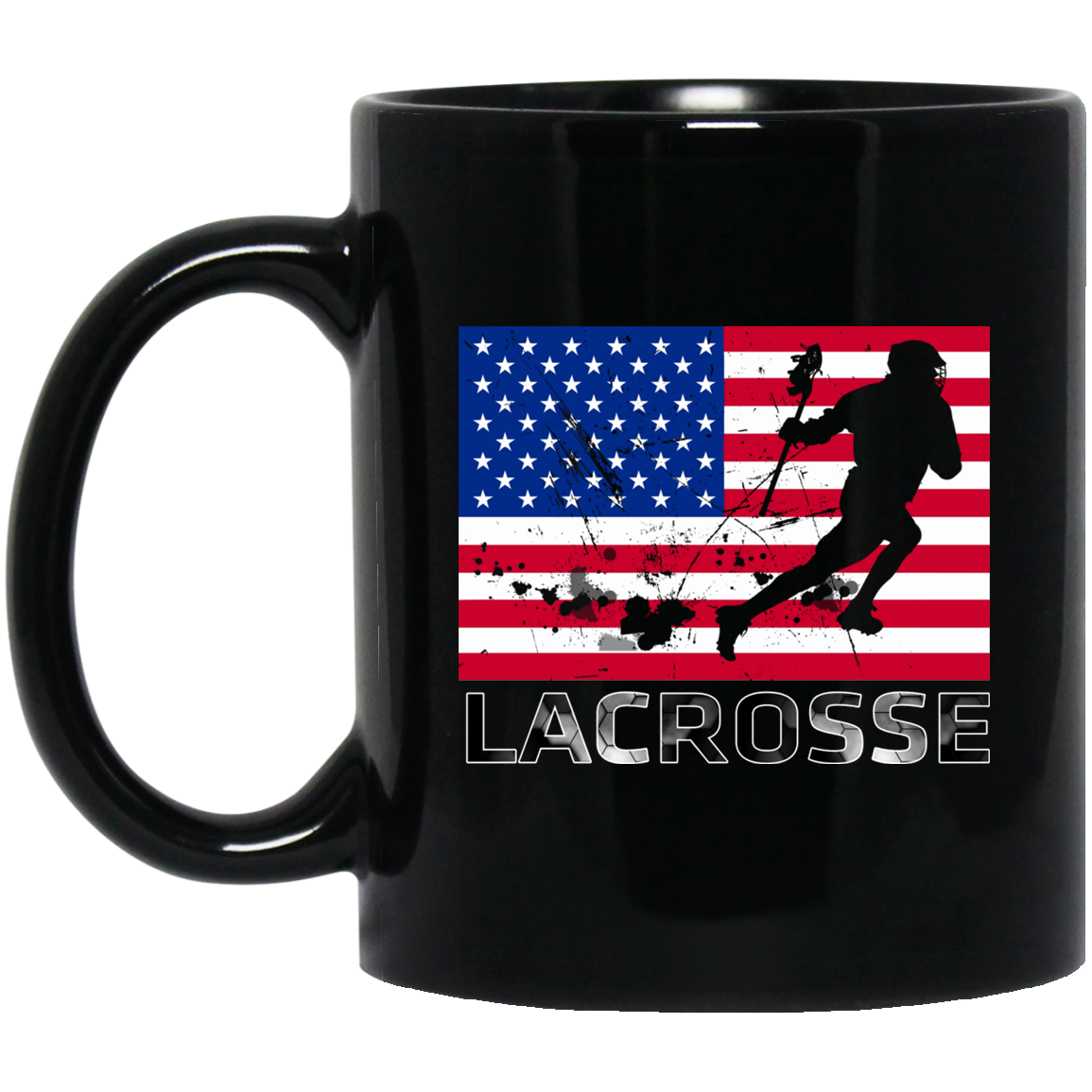 Lacrosse American Flag T-Shirt USA Flag Fan Vintage Retro