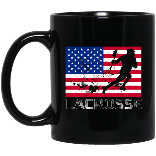 Lacrosse American Flag T-Shirt USA Flag Fan Vintage Retro
