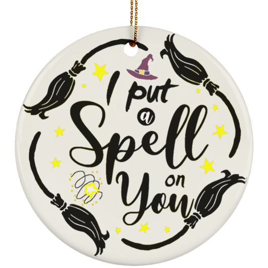 Home Decor Gifts I Put A Spell On You Hocus Po-cus Witches Halloween Porcelain Ceramic Circle Ornament Gift Family & Friend Awesome On Birthday, Christmas, Wedding SUBORNC Ceramic Circle Ornament