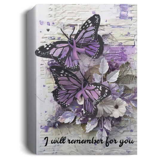 Inspiration Gift Alzheimer’s Awareness Purple Ribbon I Will Remember for You Canvas Wall Art Farmhouse Sign Decor Poster Birthday Wedding Housewarming Gift Size 12x18, Gifts for Men, Women - Gifts on CANPO15 Deluxe Portrait Canvas 1.5in Frame