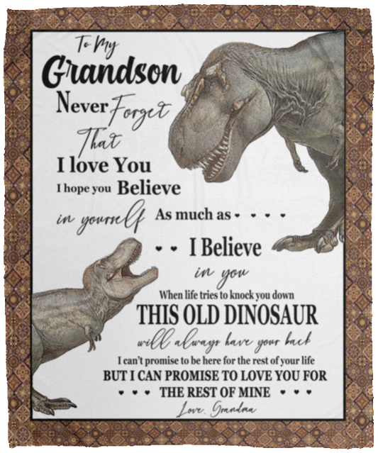 Dinosaur Fleece Blanket - Grandma to Grandson - Never Forget That I Love You, Th 50x60 VPM Cozy Plush Fleece Blanket - 50x60