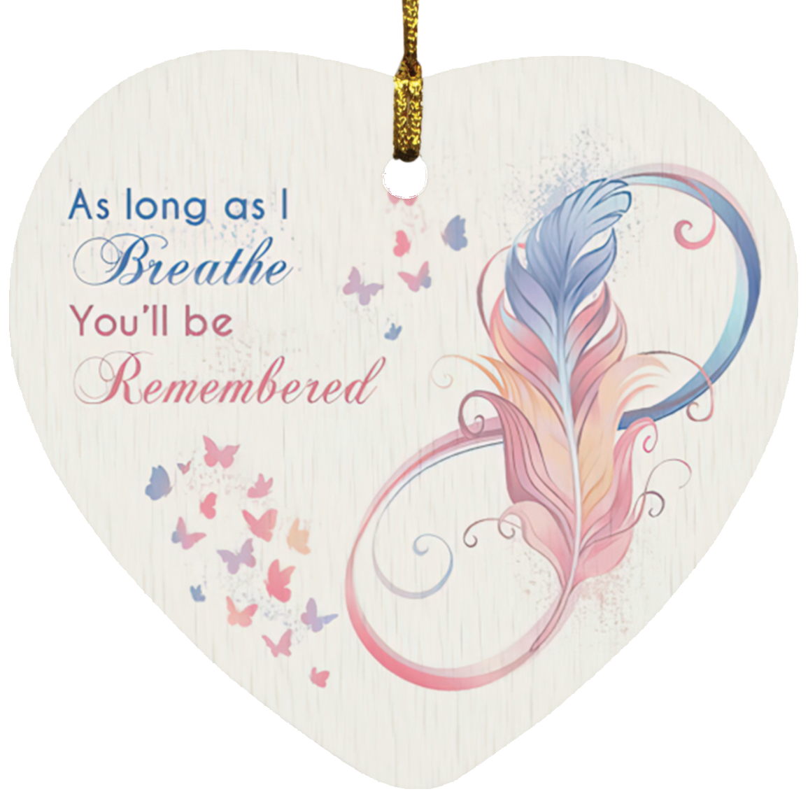 Cite Gifts As Long As I Breathe You’ll Be Remembered Porcelain Ceramic Ornament Keepsake Gift Family & Friend Awesome On Birthday, Christmas, Wedding, Decor Home SUBORNH Heart Ornament