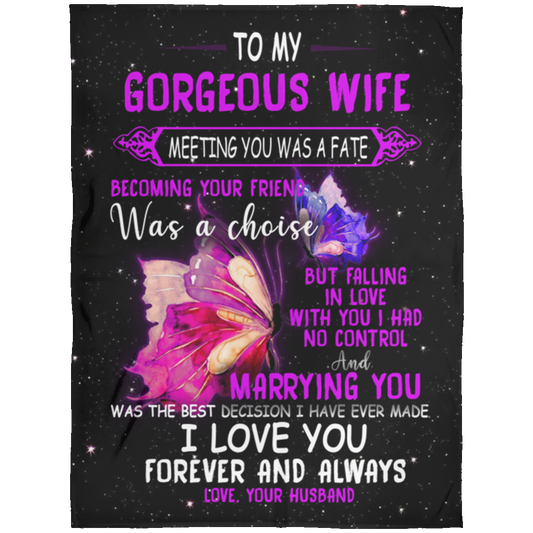 iWow Bed Blankets Butterfly Fleece Blanket Plush - to My Wife - Meeting You Cozy Home, Couch Throw, Travel, Gift for Birthday Sick Friend Compassion Sympathy Anniversary 60X80 (1) .