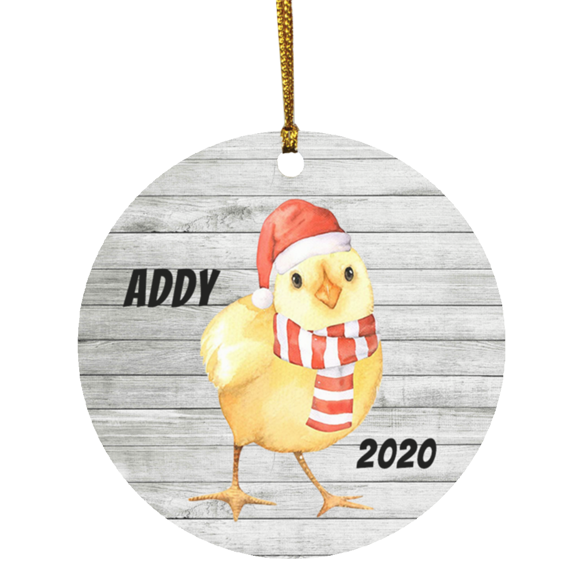 Holiday Chick - Personalized Ornament - MDF - Porcelain - Holiday Ornament - Christmas - Name Year - Custom Ornament - Chicken Ornament SUBORNC Circle Ornament