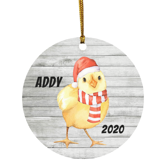 Holiday Chick - Personalized Ornament - MDF - Porcelain - Holiday Ornament - Christmas - Name Year - Custom Ornament - Chicken Ornament SUBORNC Circle Ornament