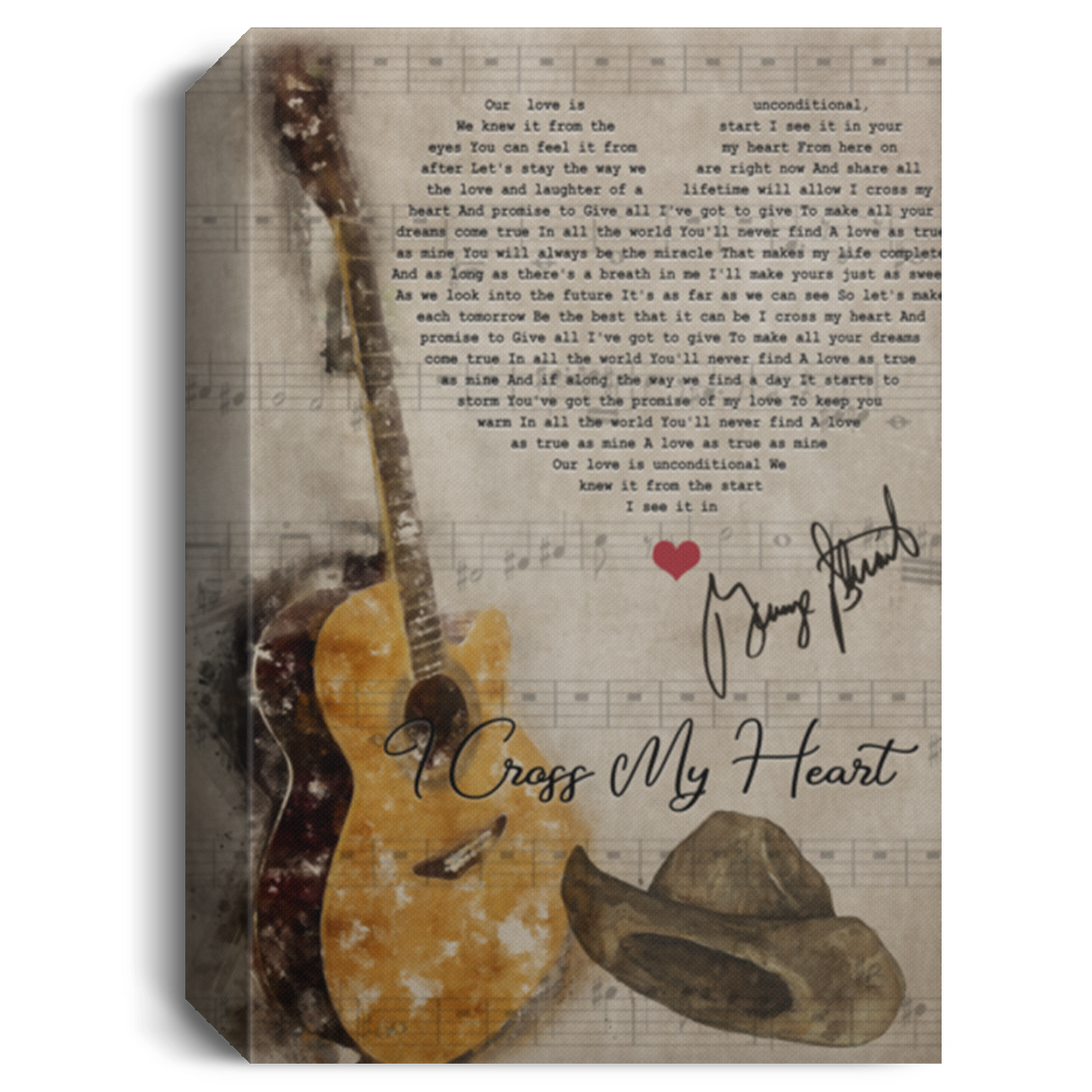 Gifts George Strait I Cross My Heart Lyrics 0.75 & 1.5 inch Framed Canvas - Home Living - Wall Decor, Canvas Wall Art Custom Size CANPO15 Deluxe Portrait Canvas 1.5in Frame