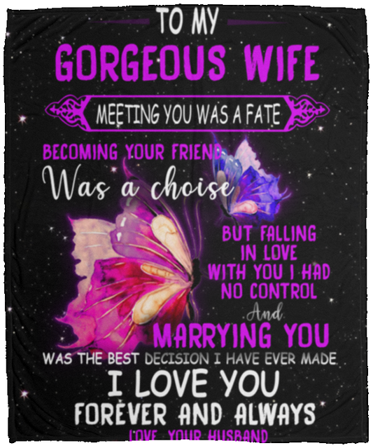 iWow Bed Blankets Butterfly Fleece Blanket Plush - to My Wife - Meeting You Cozy Home, Couch Throw, Travel, Gift for Birthday Sick Friend Compassion Sympathy Anniversary 60X80 (1) VPM Cozy Plush Fleece Blanket - 50x60