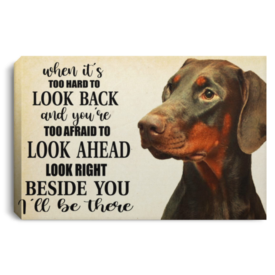 Framed Art Gifts Look Right Beside You Doberman Pinscher Print Canvas Wall Art Poster Framed Anniversary Birthday Christmas Housewarming Gift Home of ASIN: B08KTLXB2B