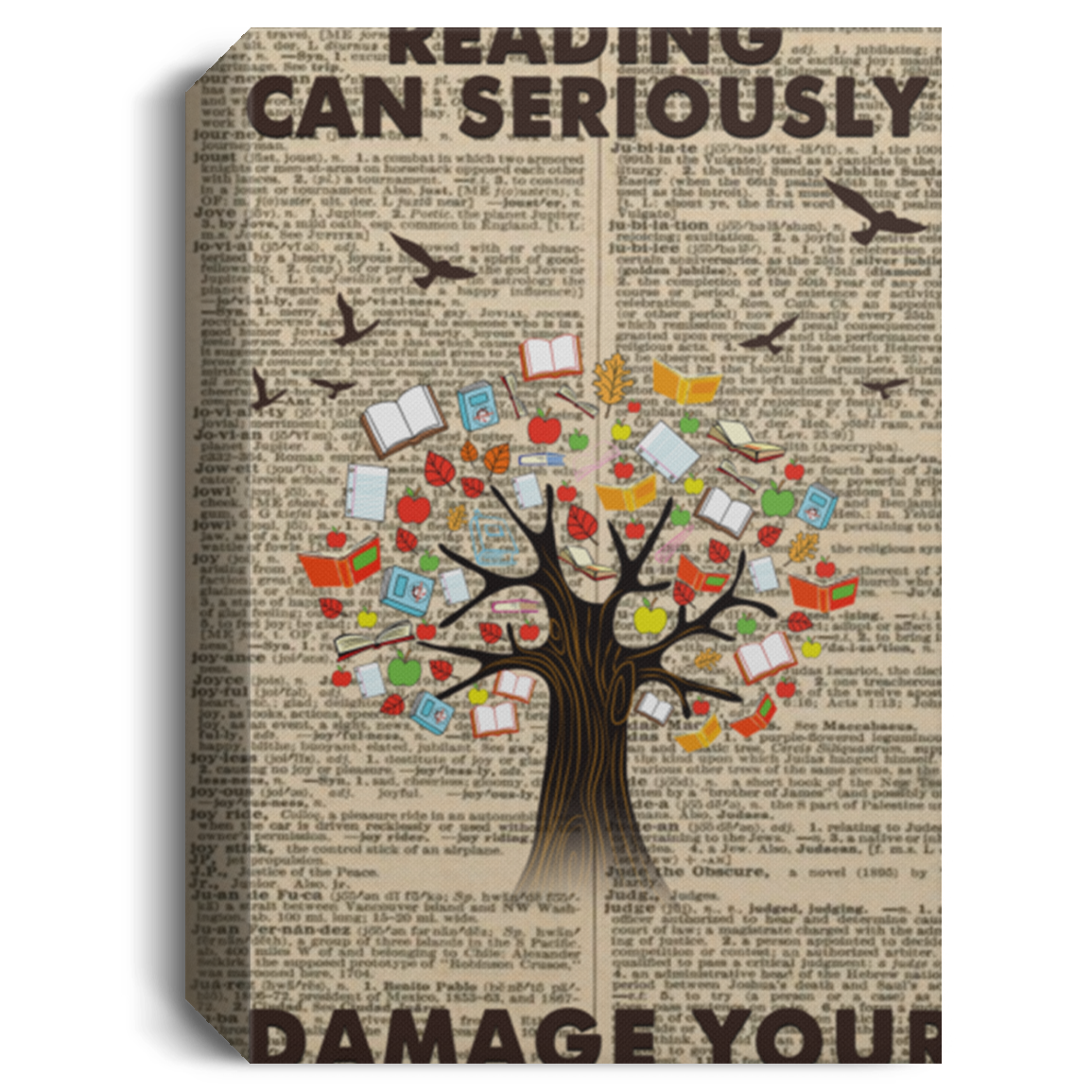 Gifts Reading Can Seriously Damage Your Ignorance Poster, Love Reading Book Poster,Love Book Canvas, Book Poster Art, Vintage Book Poster Wall Art Gift Family Unisex Awesome On Birthday, Christmas Gif CANPO15 Deluxe Portrait Canvas 1.5in Frame