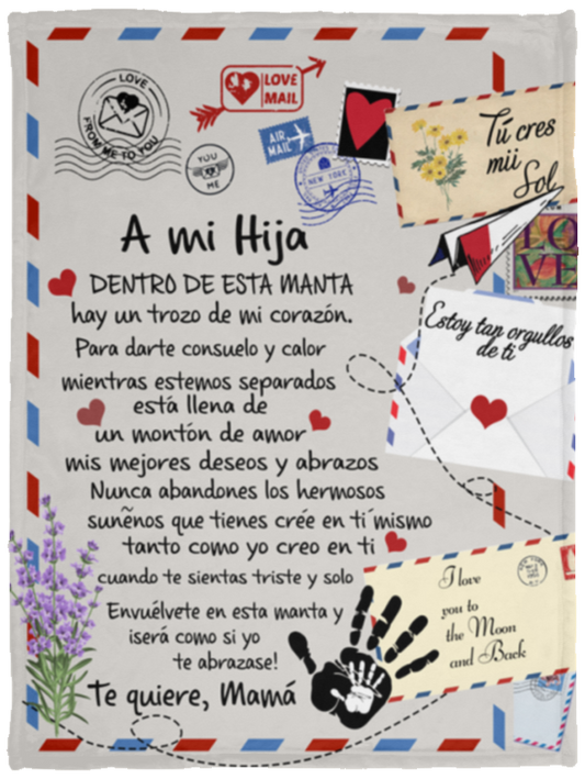 Blanket Personalized A mi Hija Te Quiere Mama, Fleece Sherpa Woven Blankets, Gifts for Daughter, Regalos para Hija on Christmas, Birthday, Vacation, Holidays Custom Size VPS Cozy Plush Fleece Blanket - 30x40