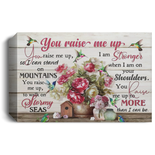 Inspiration Gift Hummingbird You raise me up Artwork Wall Art Framed Canvas Photo Print Wall Art, Canvas Painting, Wall Hangings, Room Art Decor size 12x18, Gifts for Men, Women - Gifts on Birthday, X CANLA15 Deluxe Landscape Canvas 1.5in Frame