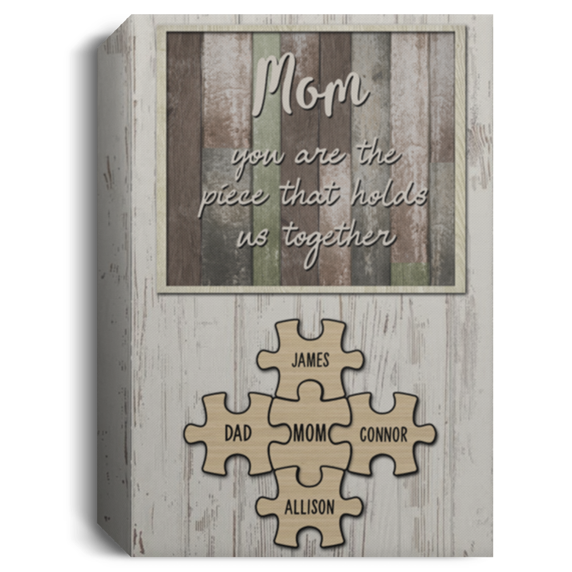 Dad, James, Connor, Allison 16CUSTOM PUZZLE 8x12 Mom and child CANPO15 Deluxe Portrait Canvas 1.5in Frame