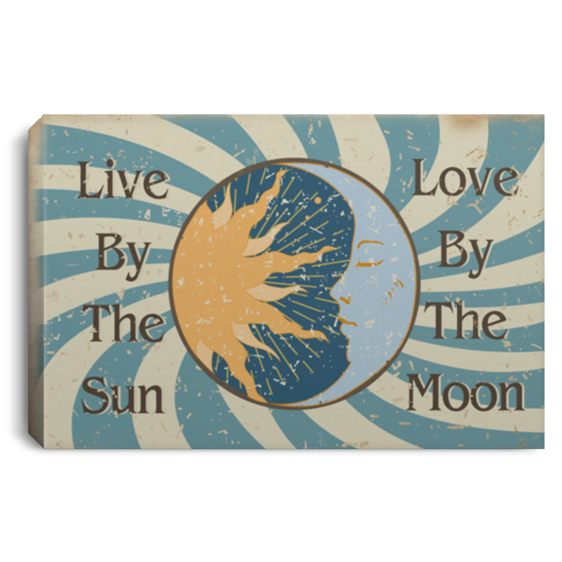 Couple Husband Wife Canvas Framed Wood Live by The Sun Love by The Moon Gift Family Unisex Awesome On Birthday, Decor Home Durable Print 12x18 CANLA75 Landscape Canvas .75in Frame