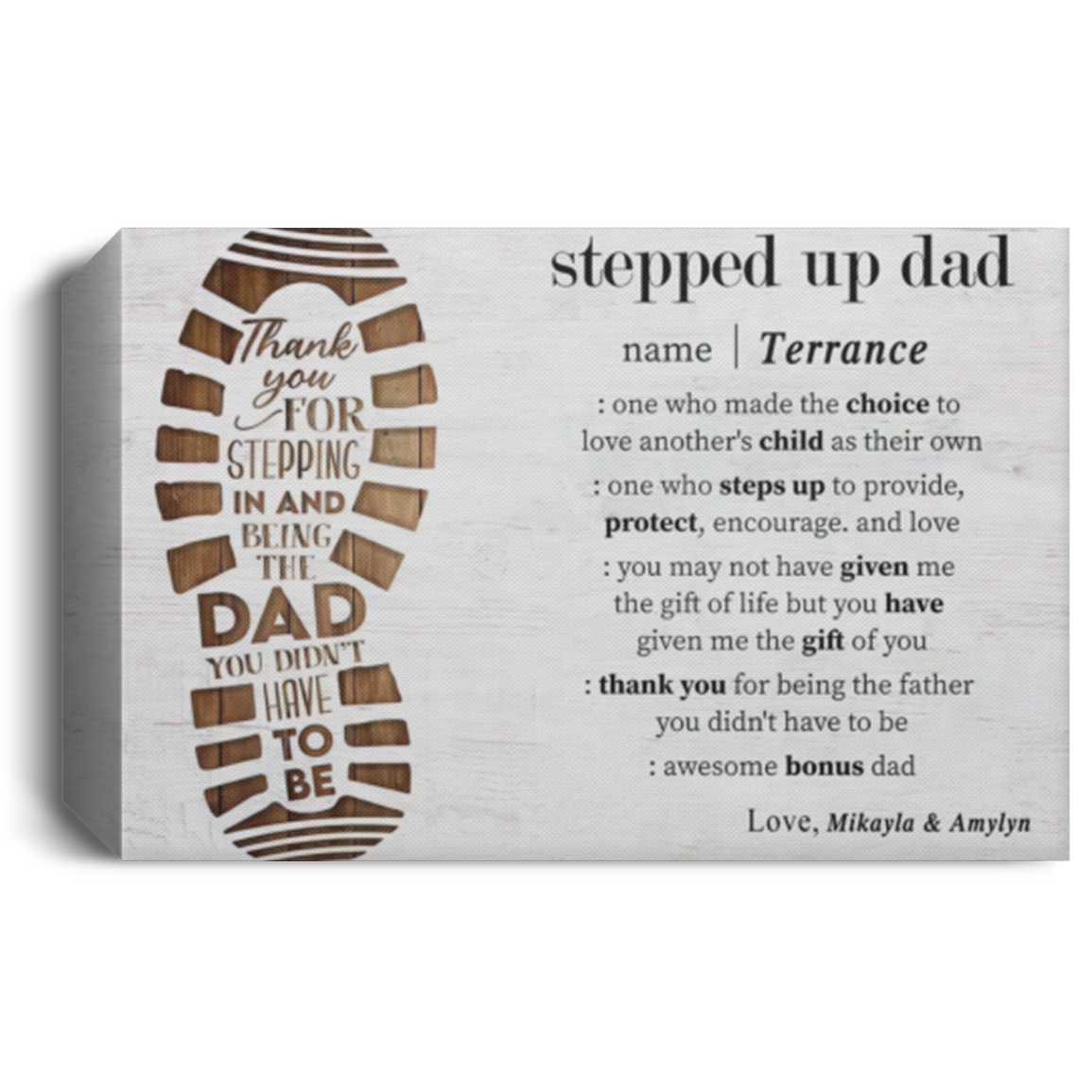 Mikayla & Amylyn 13 pb4 stepdad CANLA15 Deluxe Landscape Canvas 1.5in Frame