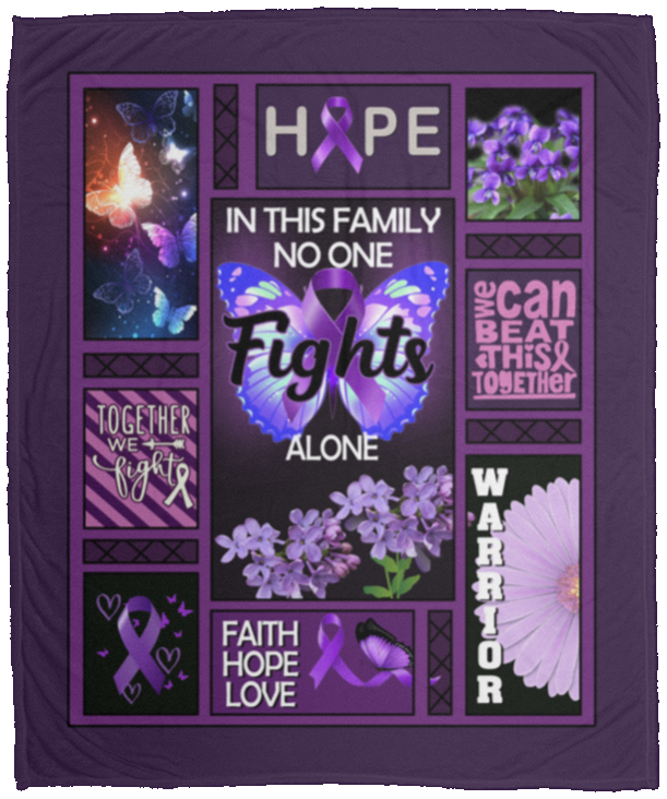 Premium Blankets In This Family No One Fights Alone Pancreatic Cancer Awareness Fleece Blanket – Premium Sherpa Blanket Gift Family Awesome On Christmas Cozy Plush Fleece Blanket 50x60 White VPM Cozy Plush Fleece Blanket - 50x60