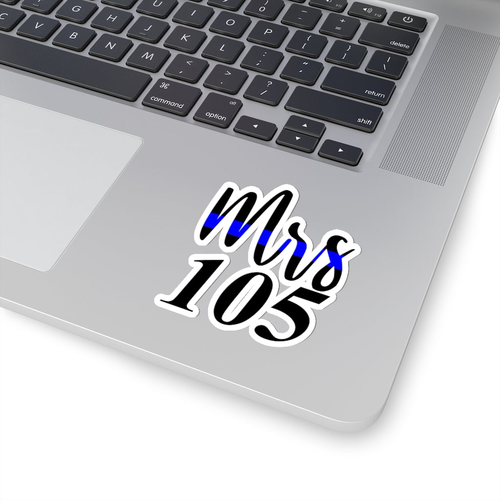 1 Pcs Sticker Decor Thin Blue Line Mrs Sticker, Mrs Police Officer, Police Wife, Mrs Badge Number, LEOW Sticker, Weather Resistant Sticker, Custom, Personalized size custom Sticker for Laptop Decal Wa 105