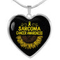 Sarcoma Cancer Awareness Heart Necklace no-Engrave I Wear Yellow Ribbon Sunflower Love Support Survivor Gift Birthday