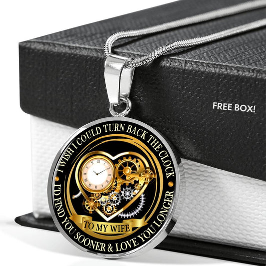 Is Hot to My Wife Necklace - Valentine Gift for Wife from Husband - Heart Clock Gold Silver Pendant neck brother 26.12