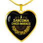 Sarcoma Cancer Awareness Heart Necklace no-Engrave I Wear Yellow Ribbon Sunflower Love Support Survivor Gift Birthday