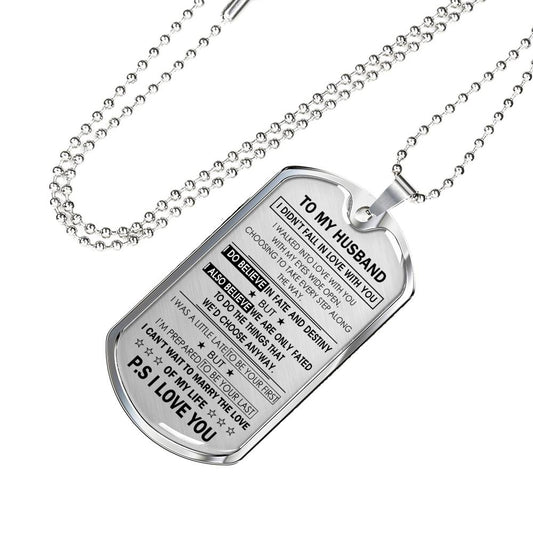 Husband Wife - To My Husband Dog tag Chain Men's Necklace -Personalized Xmas Present, Romantic Gifts for Your Love, Girlfriend, Boyfriend