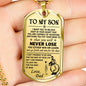 Customized To My Son Necklace Pendant Viking Warrior Dog Tag Chain - Personalized Gifts Ideas For Kids On Birthday, Xmas…18K Gold Plated