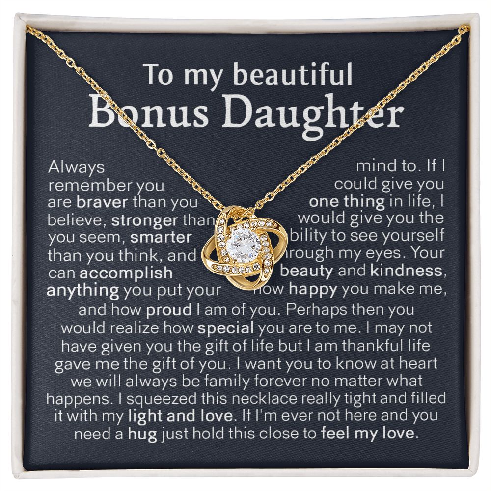 to My Bonus Daughter, Bonus Daughter Necklace, Step Daughter Necklace, Gifts for Stepdaughter, Gifts for Bonus Daughter, Bonus Daughter Gifts, Step Daughter Gifts Love Knot Necklace A8