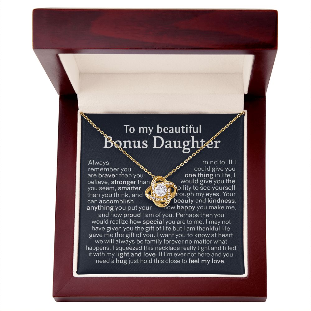 to My Bonus Daughter, Bonus Daughter Necklace, Step Daughter Necklace, Gifts for Stepdaughter, Gifts for Bonus Daughter, Bonus Daughter Gifts, Step Daughter Gifts Love Knot Necklace A8